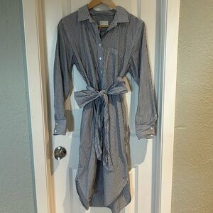 J. Crew Belted Shirtdress in Pinstripe